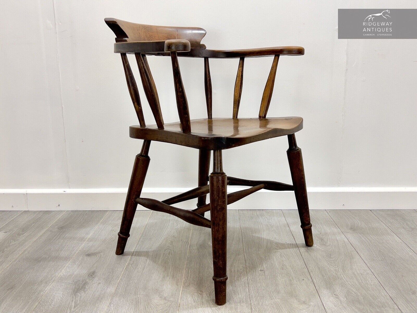 19th Century, Dark Elm Smokers Chair