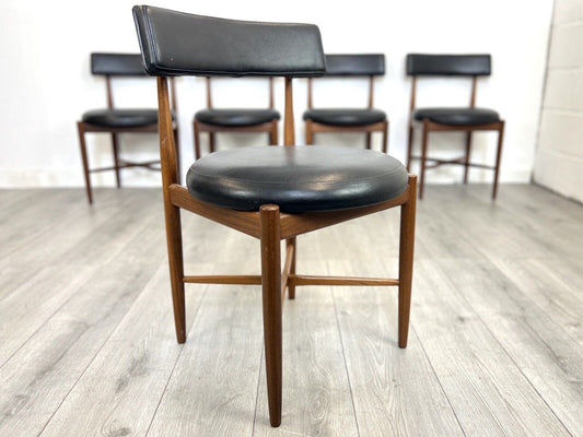 G Plan Fresco, Mid Century Set of 5 Teak and Leatherette Dining Chairs