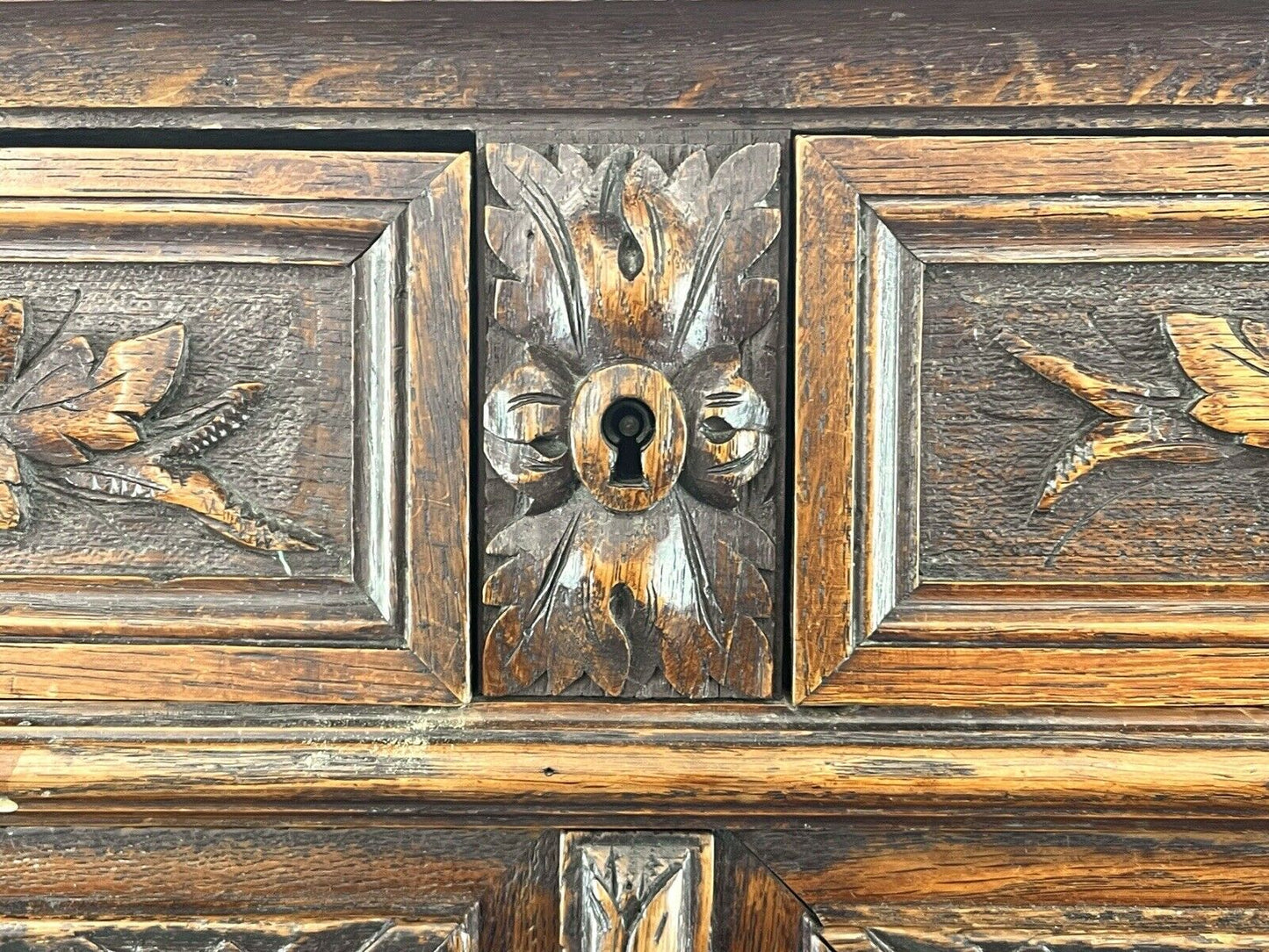 19th Century - Green Man Oak Carved Sideboard with Carvings of Game