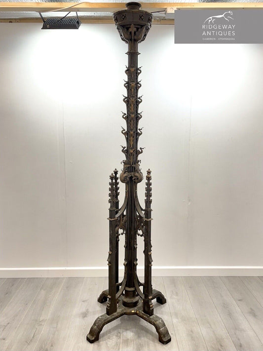 A 19th Century, Wrought Iron, Gothic Revival  Paschal / Candle Stand
