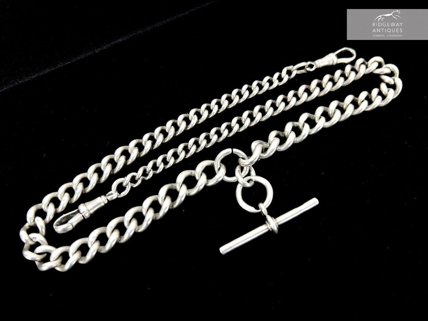 Solid Silver, 71.1g Albert Chain, Birmingham 1920 by Herbert Bushell & Sons