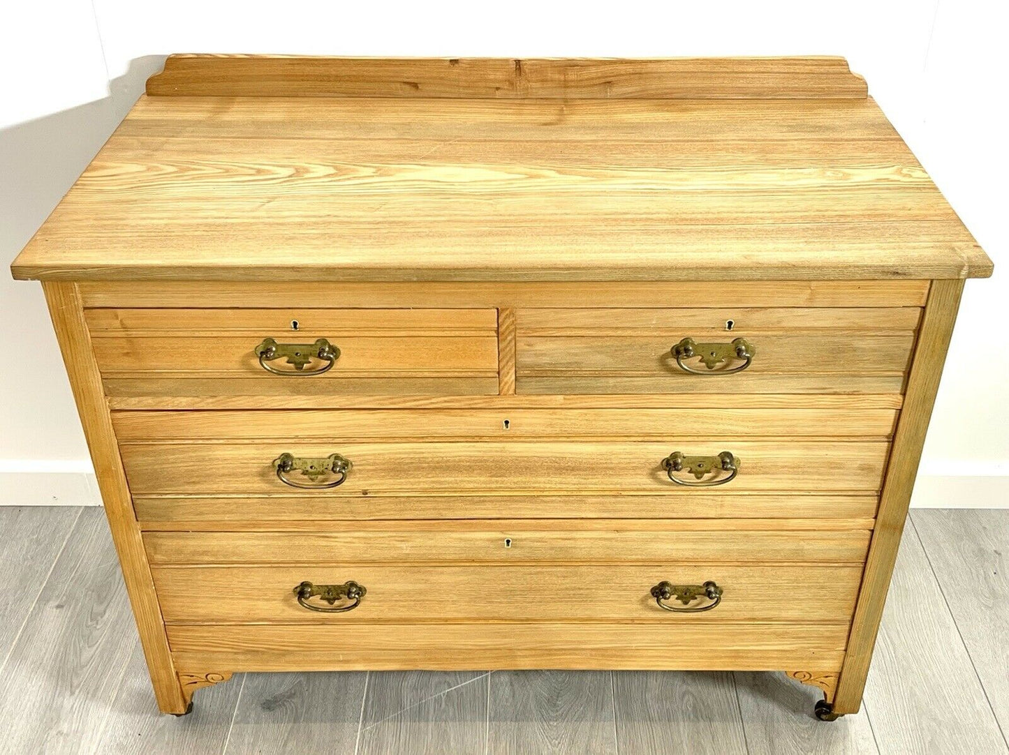 Edwardian, Light Oak Chest of Drawers - 2 Short Over 2 Long